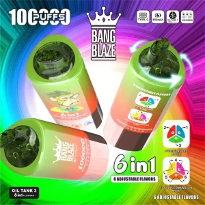 Bang Blaze 100000 Puffs 6-In-1 Flavors 3 Oil Tanks Puff 100k Disposable Vape