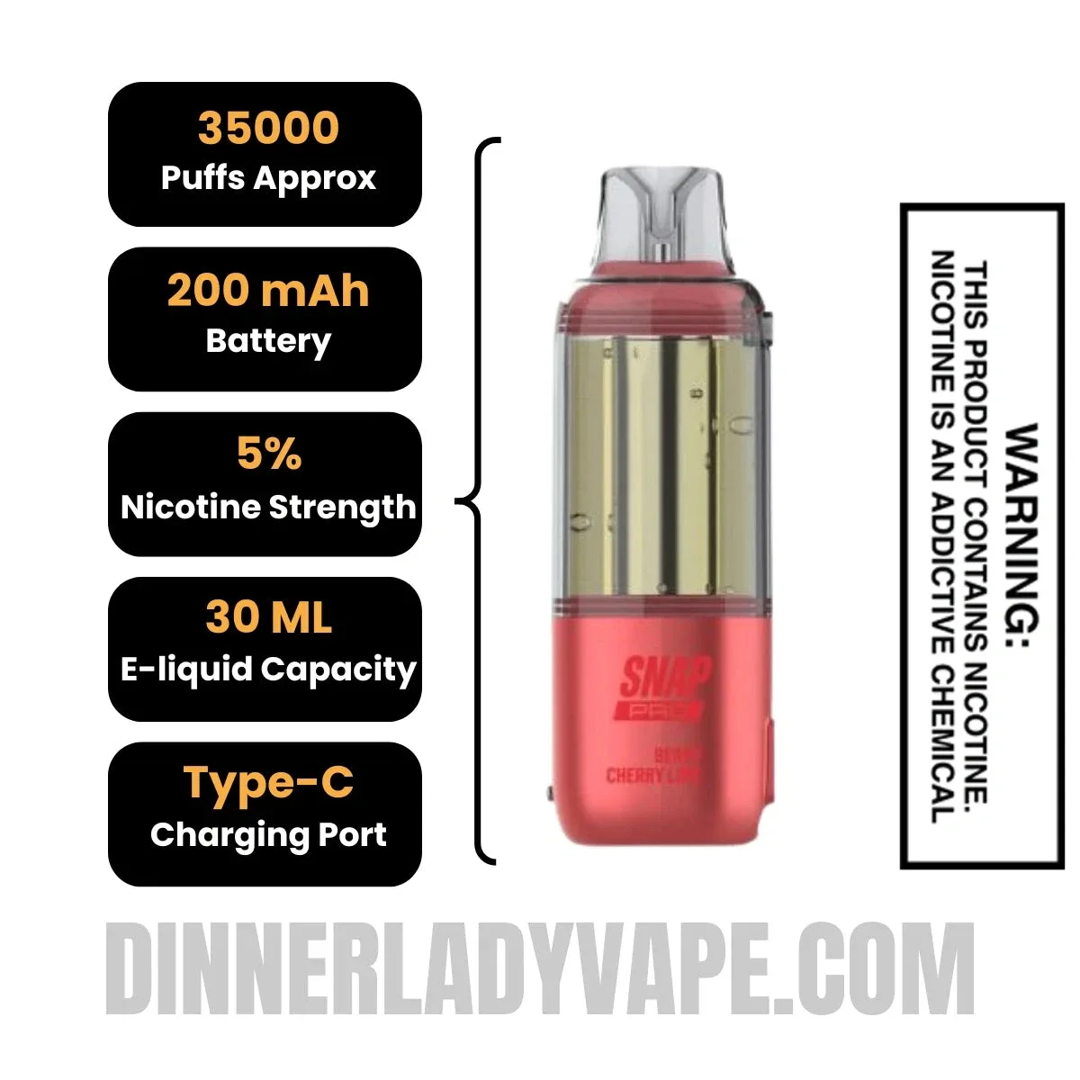 Berry Cherry Lime Dinner Lady Snap Pro Intense 35K Pre-filled Replacement Pod - Image 2