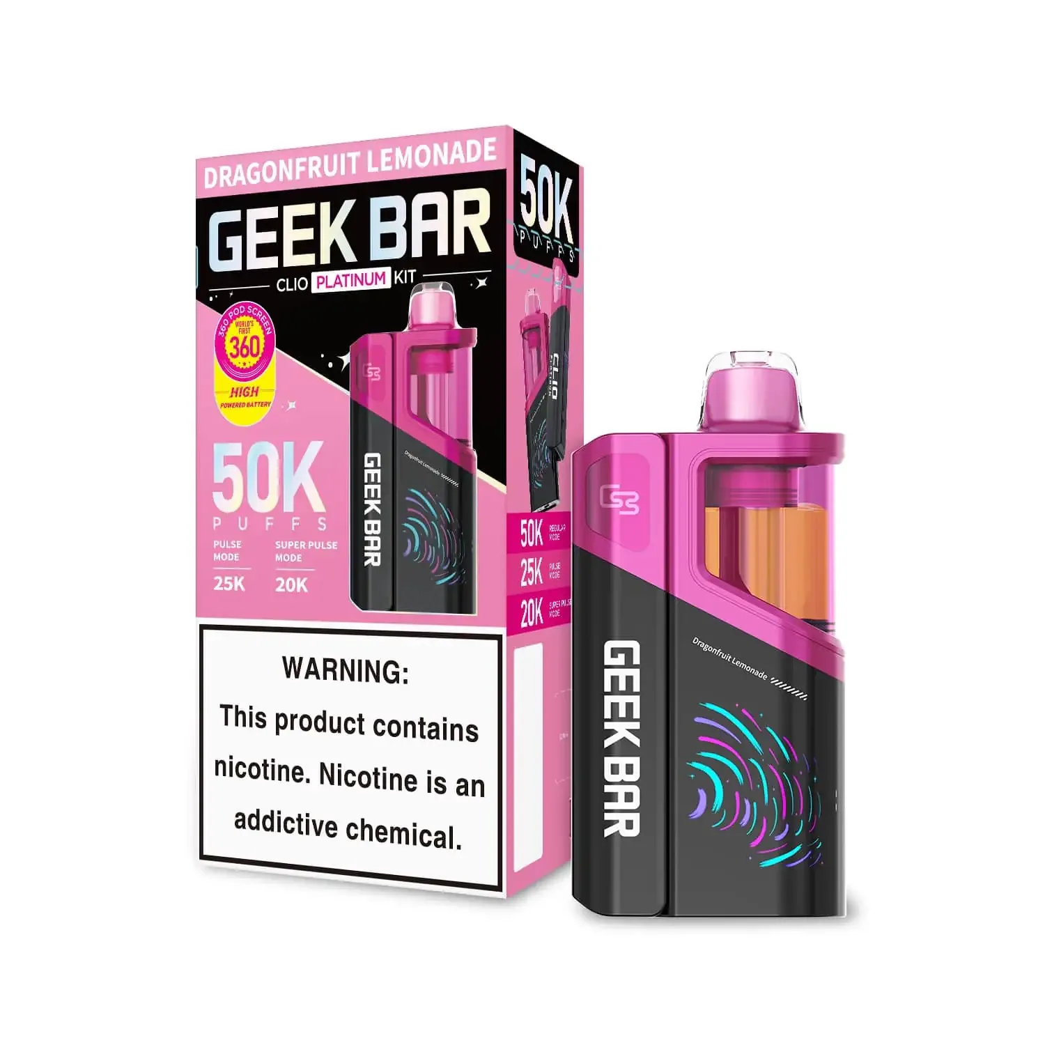 Dragonfruit Lemonade - Geek Bar Clio Platinum 50k Disposable Vape Kit