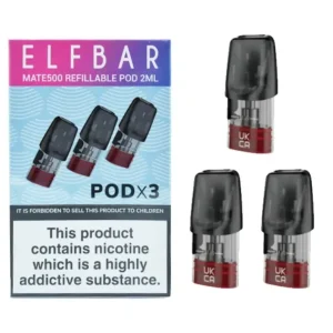 Elf Bar® Mate 500 P1 Refillable Empty Pods Disposable Vape Cartridge Pods Pack of 3x Pods