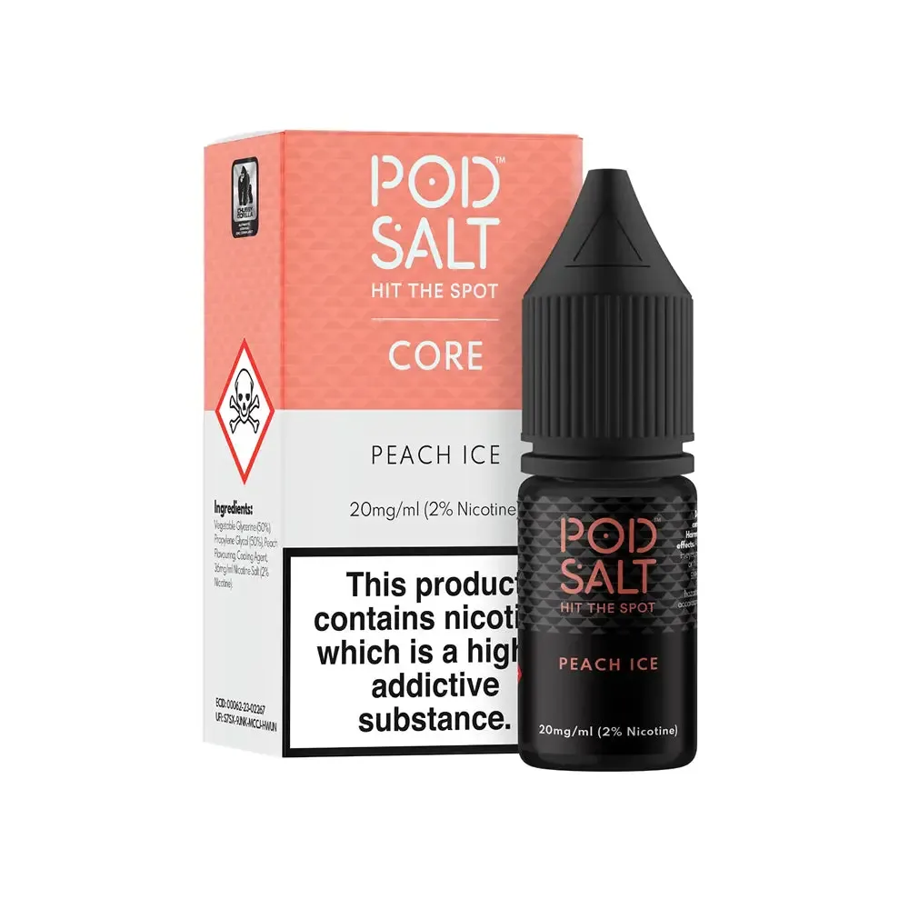 Peach Ice Nic Salt E-Liquid by Pod Salt Core