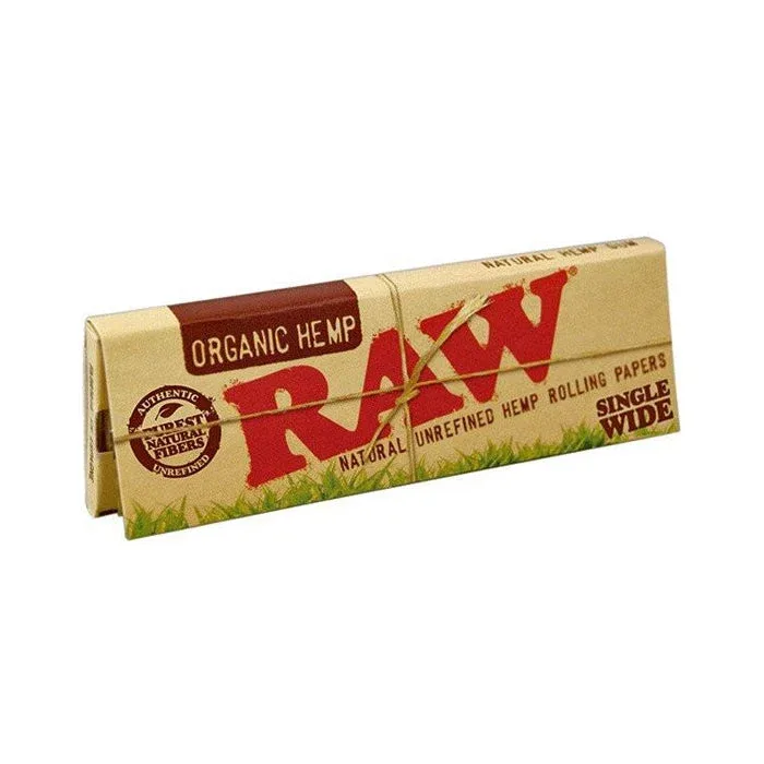 RAW Organic Hemp Single Wide Rolling Papers (50 sheets per pack)