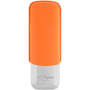 S.T. Dupont Double Cigar Case – Orange Grained & Chrome