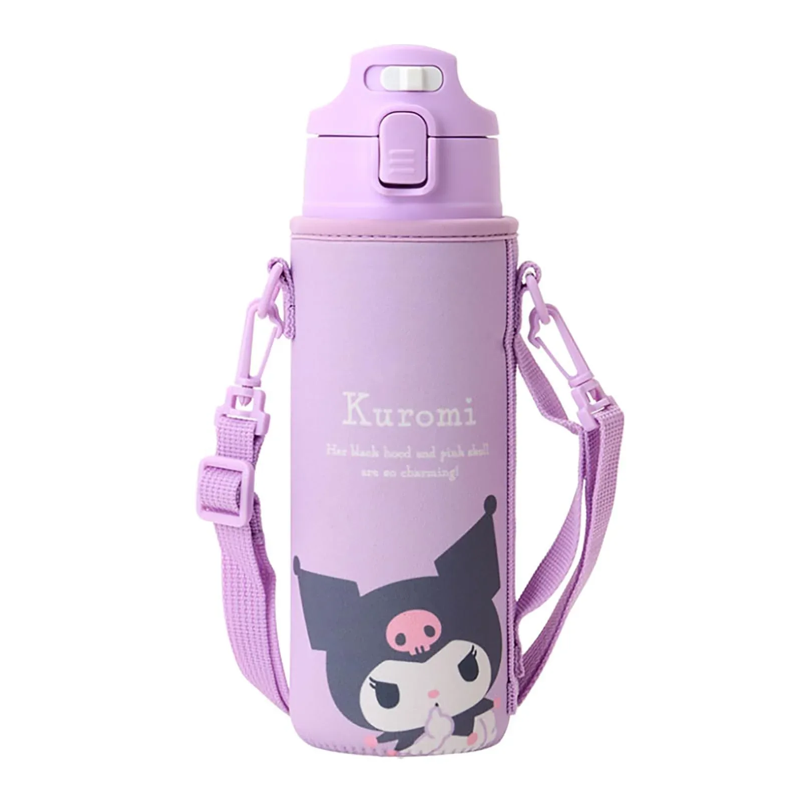 Sanrio Kuromi Stainless Steel Bottle for Kids 470Ml Cold Storage One-Touch Open