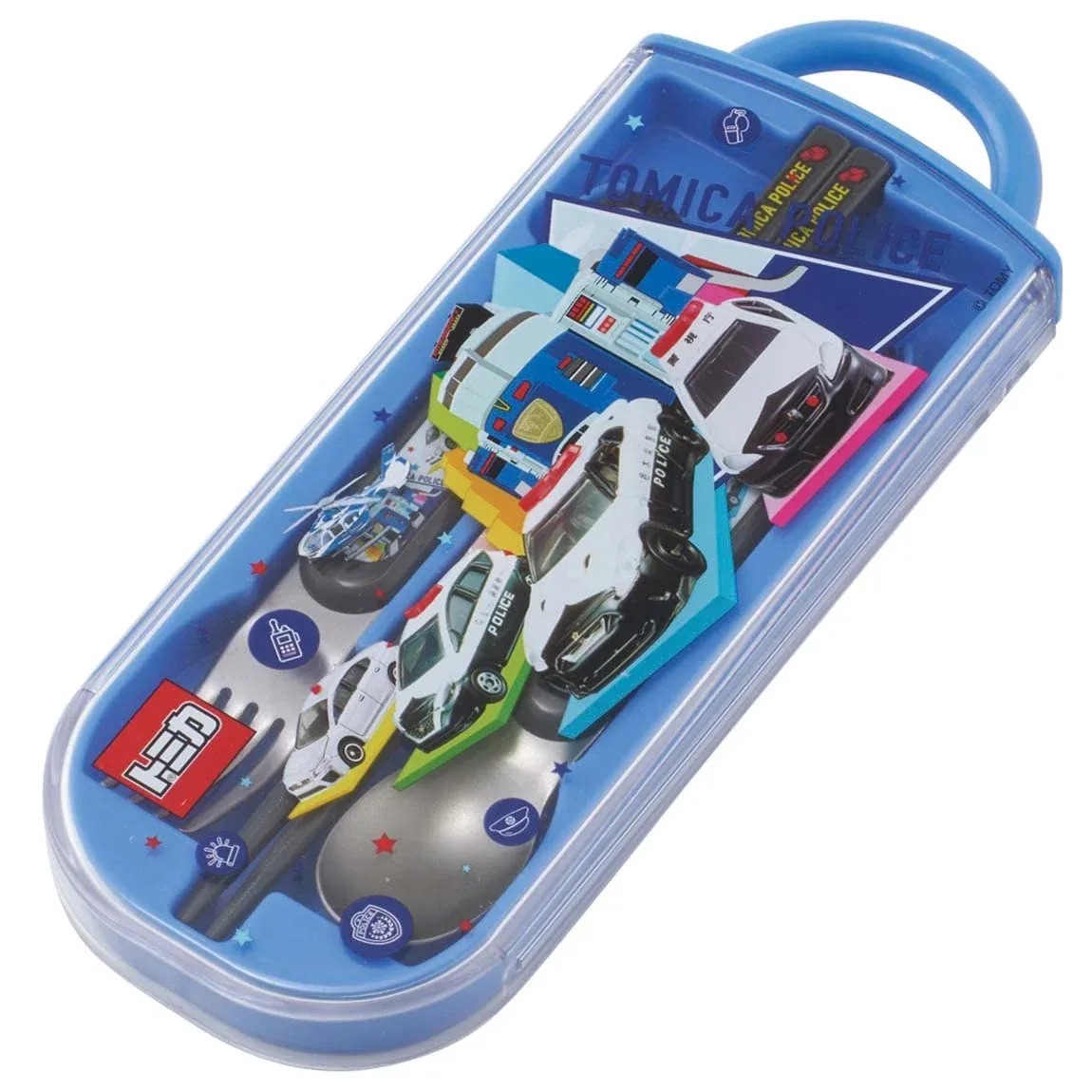 Skater Kids Antibacterial Lunch Set Tomica 22 Fork Spoon Chopsticks Japan Made - Image 2
