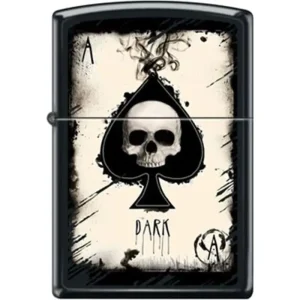 Zippo Lighter - Dark Ace Skull Black Matte