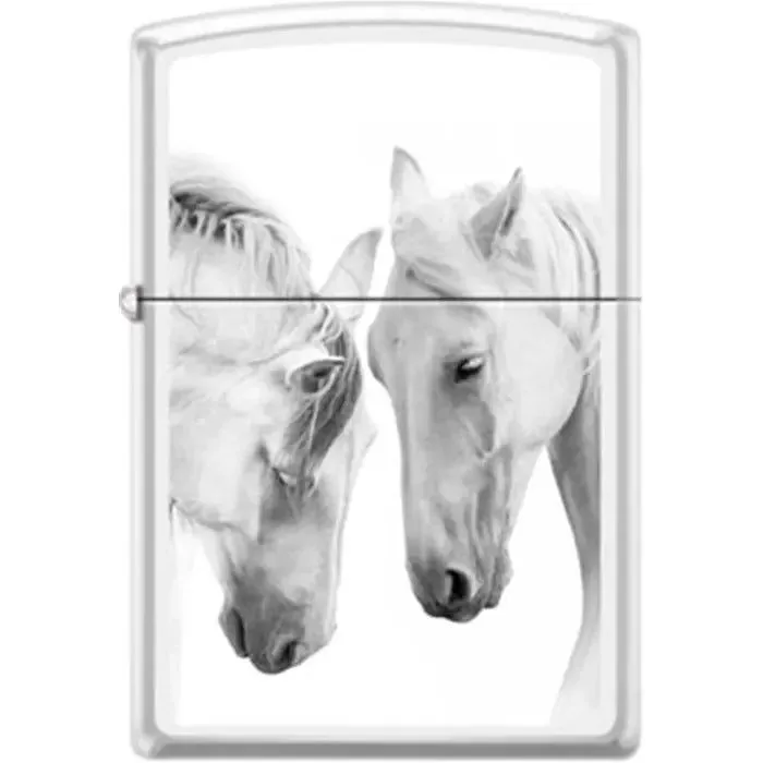 Zippo Lighter - Horses white matte