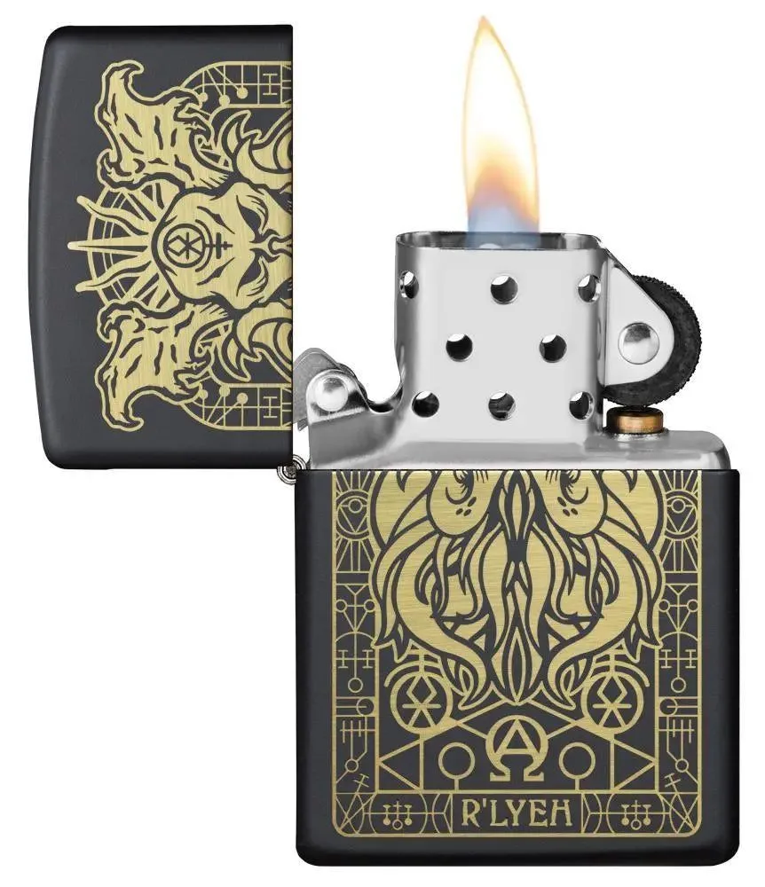 Zippo Lighter - R'lyeh Sea Monster Design Black Matte - Image 2