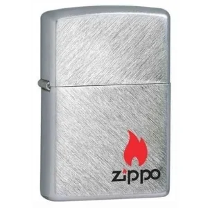 Zippo Lighter - Zippo Logo with Flame Herringbone Sweep